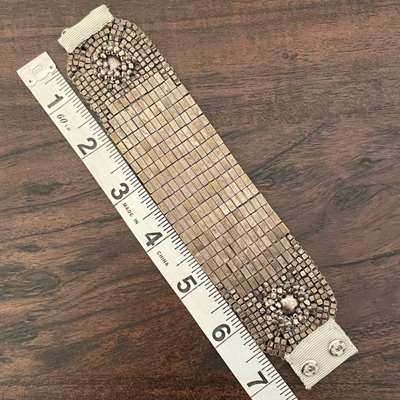 Elie Tahari boho bracelet silver metal beads S handmade in India - Picture 6 of 8